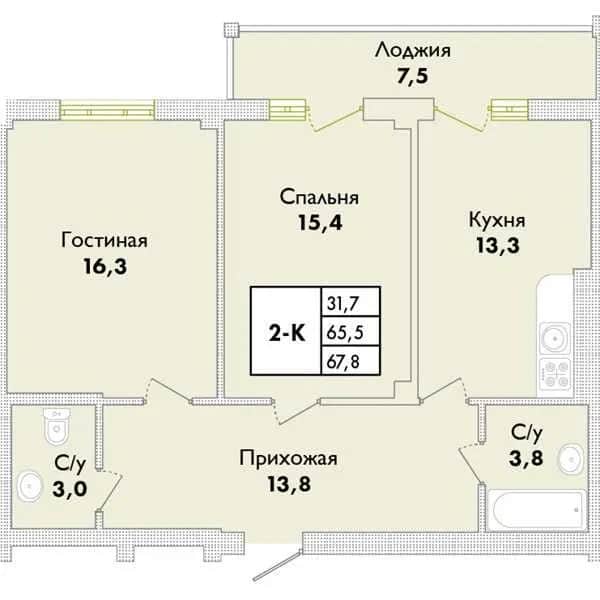 2-кімнатна квартира у ЖК Парк Совіньйон: газовий котел, вид на парк - фото 1