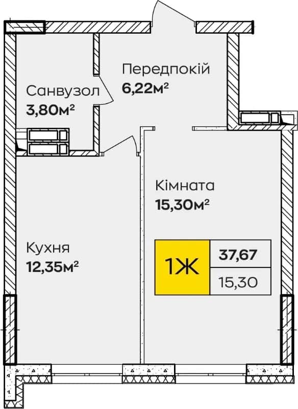 1-кімнатна квартира у ЖК «Сінергія Київ»: генератор, власна котельня - фото 1