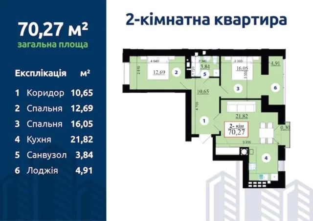 2-кімнатна квартира у ЖК Липки 2: кухня-студія, єОселя - фото 1