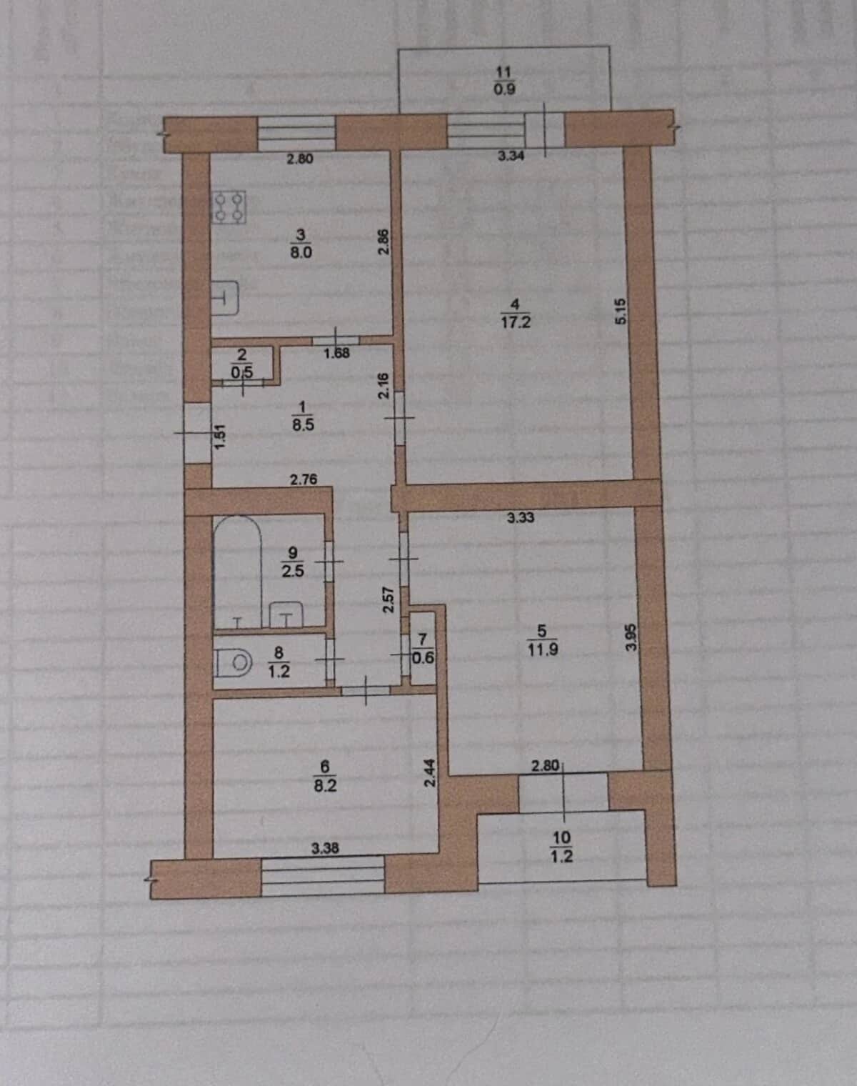 3-кімнатна квартира, Шостка: косметичний ремонт, балкон - фото 1