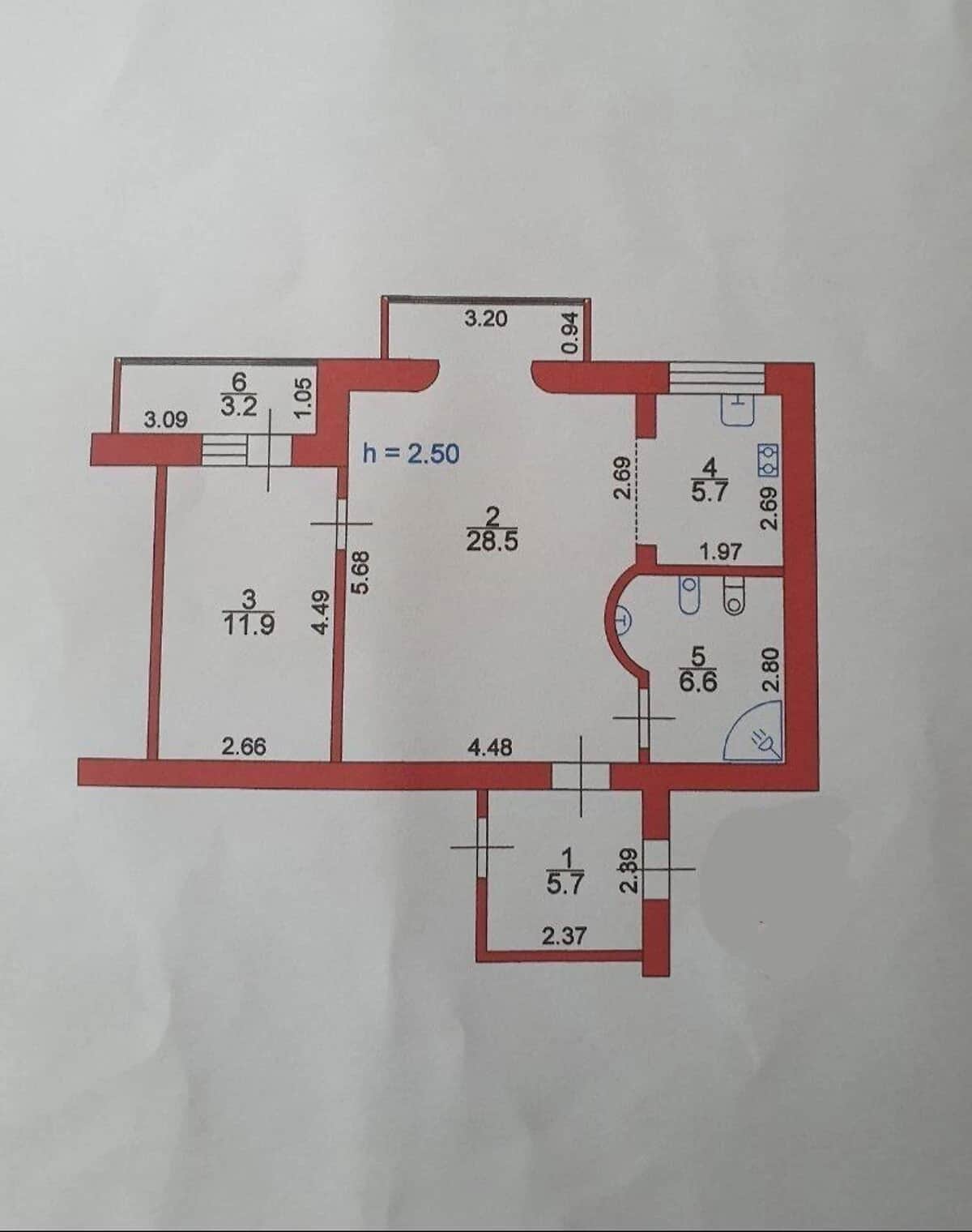 2-кімнатна квартира, ГПЗ: кухня-студія, підігрів підлоги - фото 1