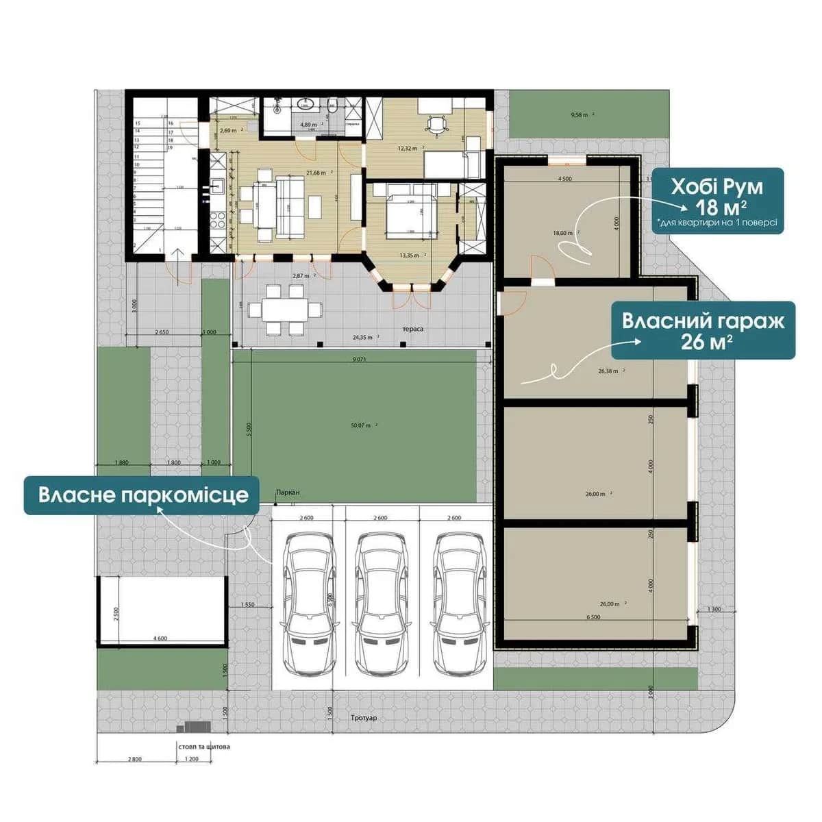 3-кімнатна квартира у ЖК Balaton: гараж, тераса 25 м², розтермінування - фото 2