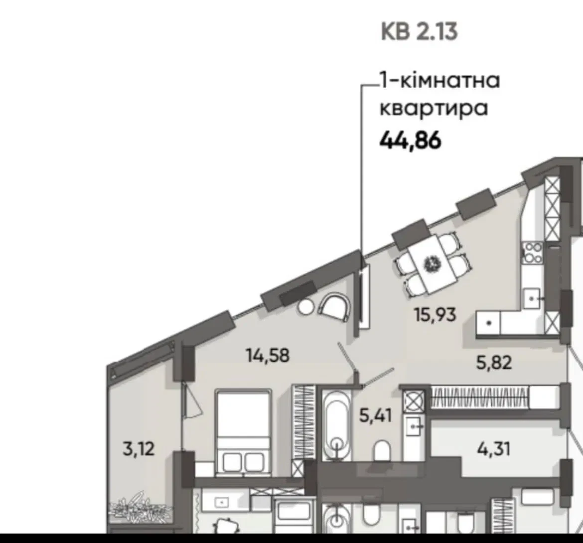 1-кімнатна квартира у ЖК Resident Development: комірка, паркінг - фото 4