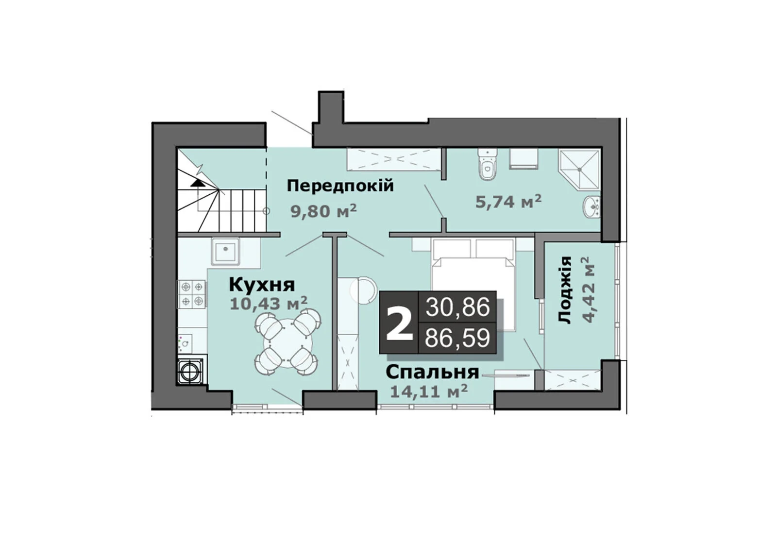 2-кімнатна квартира, Липини: новобудова, єОселя, зупинка 50 м - фото 4