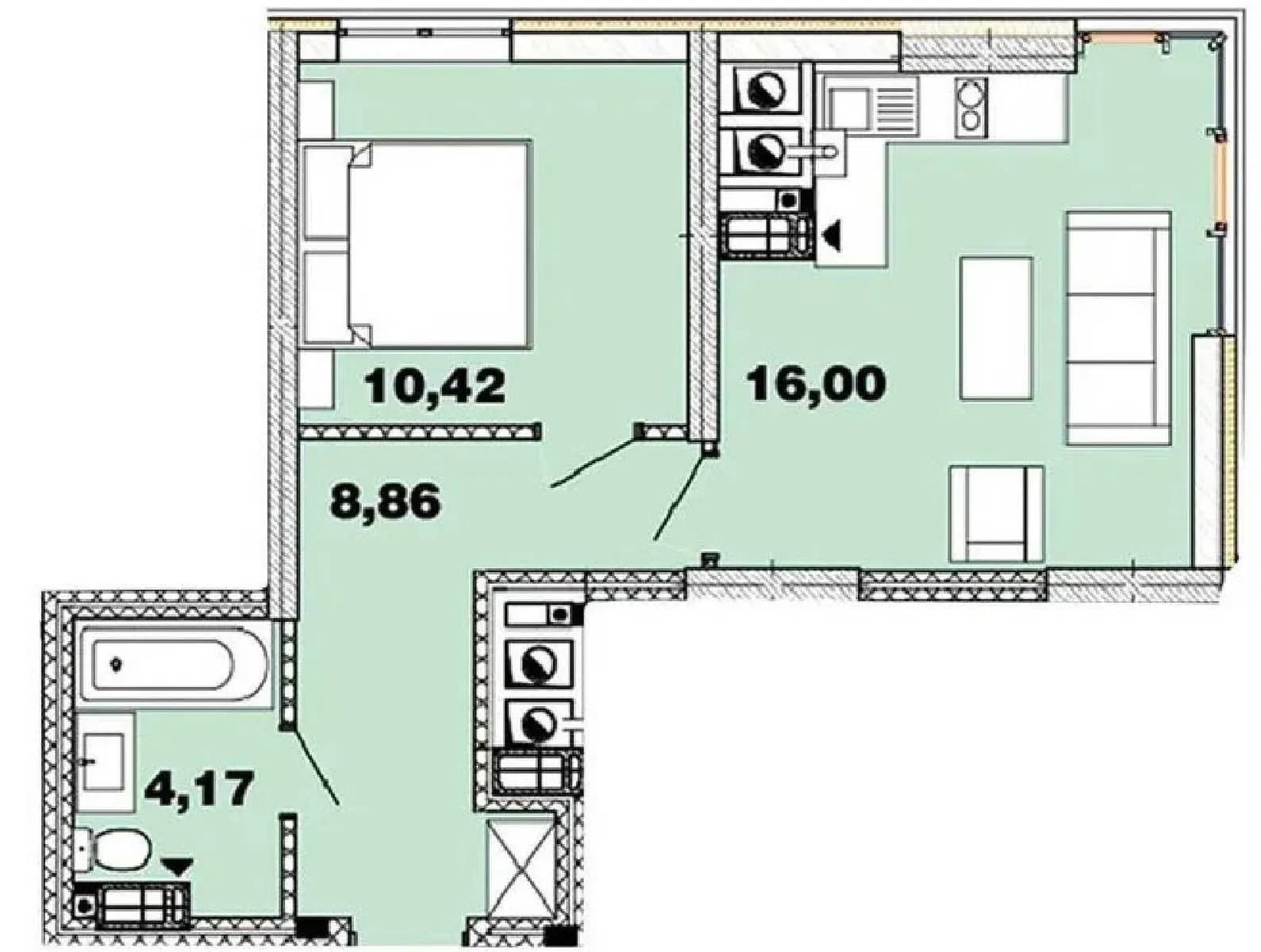 1-кімнатна квартира у ЖК Crystal Avenue: новобудова, газовий котел - фото 1