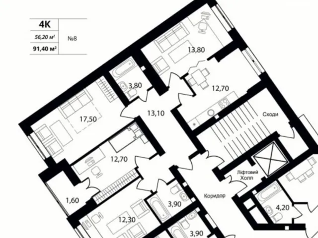 4-кімнатна квартира, Петропавлівська Борщагівка: новобудова, переуступка - фото 4