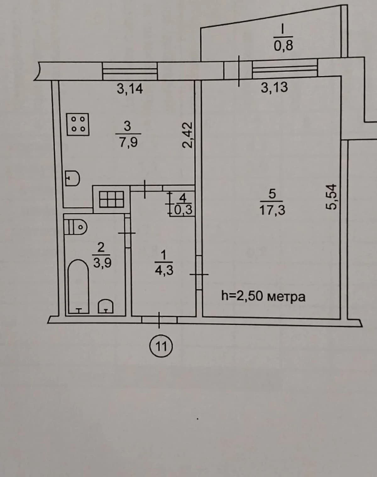 1-кімнатна квартира, Покровський: потребує ремонту - фото 1