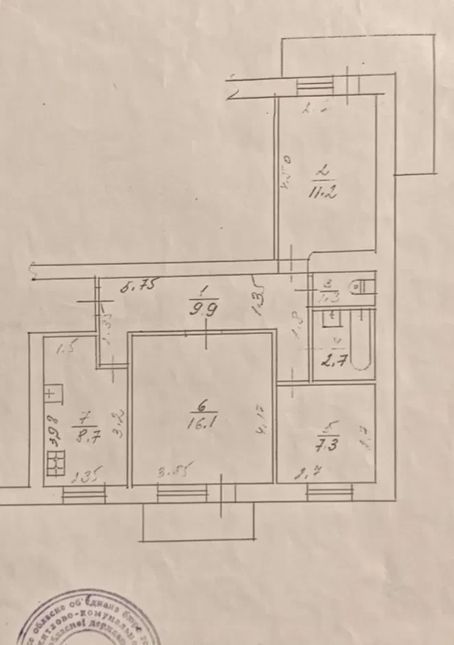 3-кімнатна квартира, Умань: окремі кімнати, 2 балкони