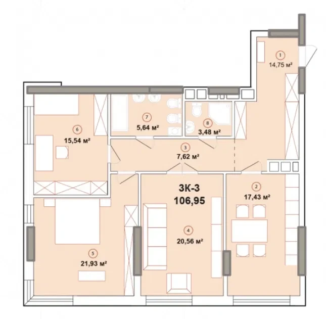 3-кімнатна квартира у ЖК EDELWEISS HOUSE: новобудова, власна котельня - фото 2