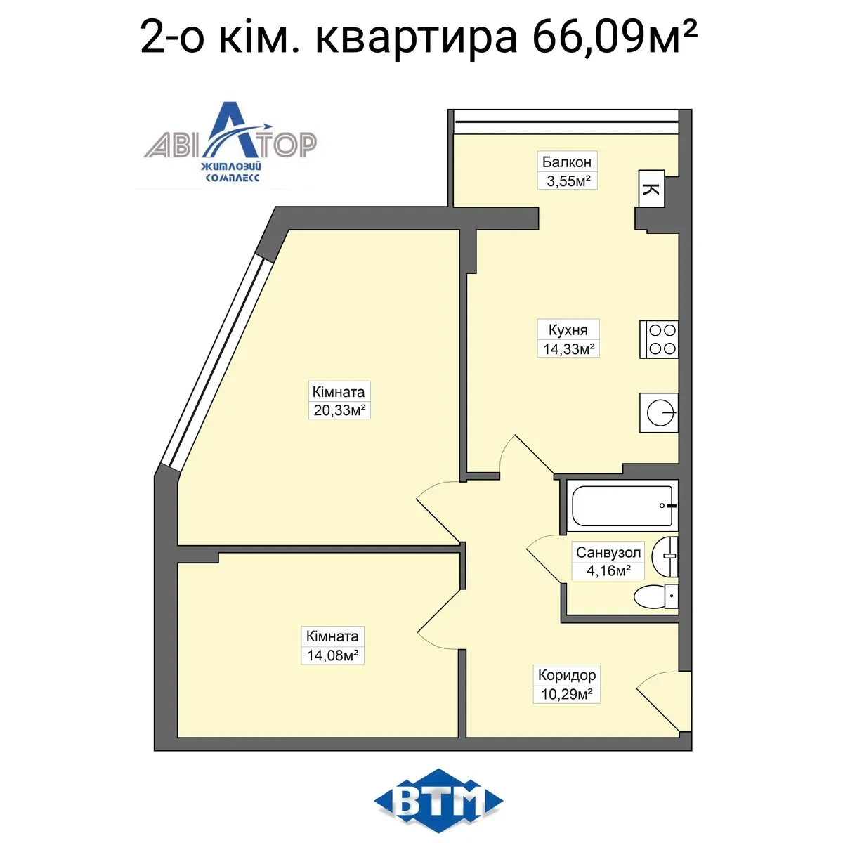 2-кімнатна квартира у ЖК Авіатор: будинок зданий, єОселя