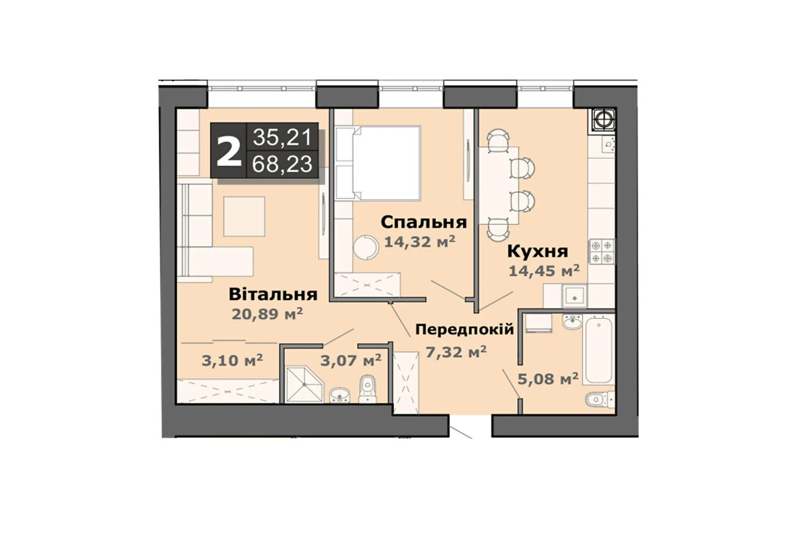 2-кімнатна квартира, Липини: новобудова, здача в 2027 - фото 5