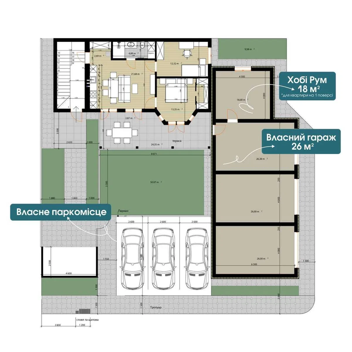 3-кімнатна квартира у ЖК Balaton: гараж, тераса 25 м², розтермінування - фото 2