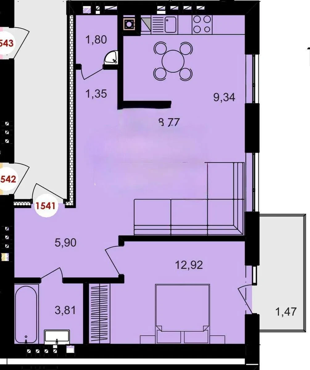 1-кімнатна квартира у ЖК Долішній: тераса 72 м², готова до ремонту - фото 3