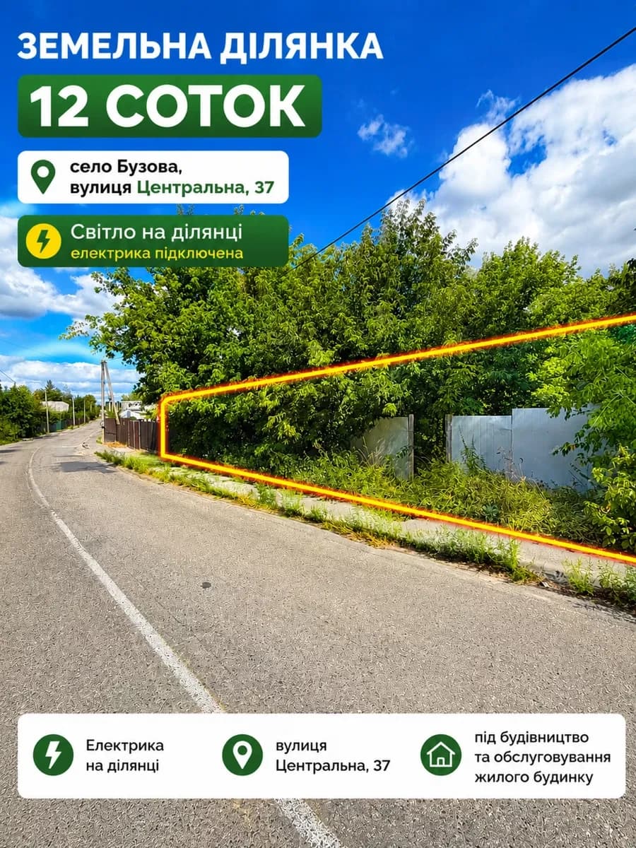 Ділянка 12 соток, Бузова: старий будинок, електрика, газ - фото 1