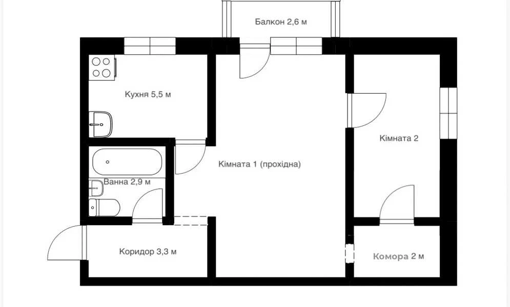 2-кімнатна квартира, Дніпровський: кладовка 2 м², 3 хв до станції Русанівка - фото 1