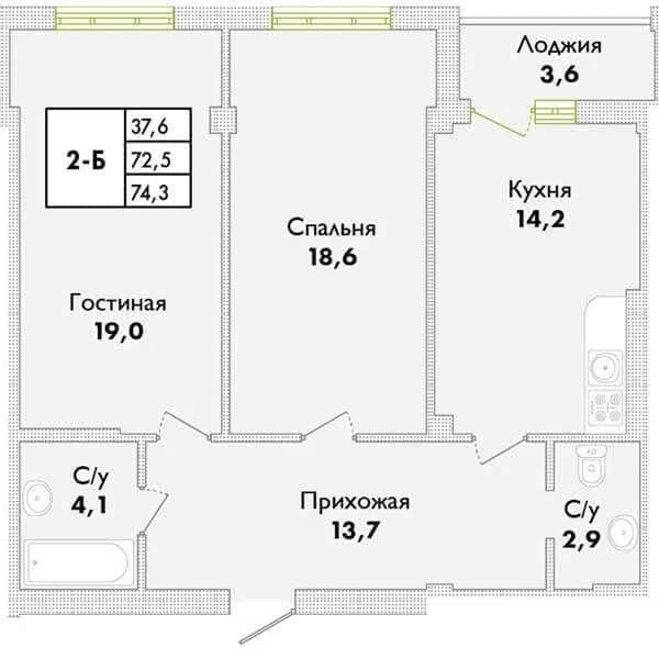 2-кімнатна квартира у ЖК Парк Совіньйон: вид на ландшафтний парк, АГВ - фото 2