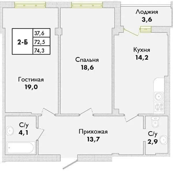 2-кімнатна квартира у ЖК Парк Совіньйон: вид на ландшафтний парк, АГВ - фото 2