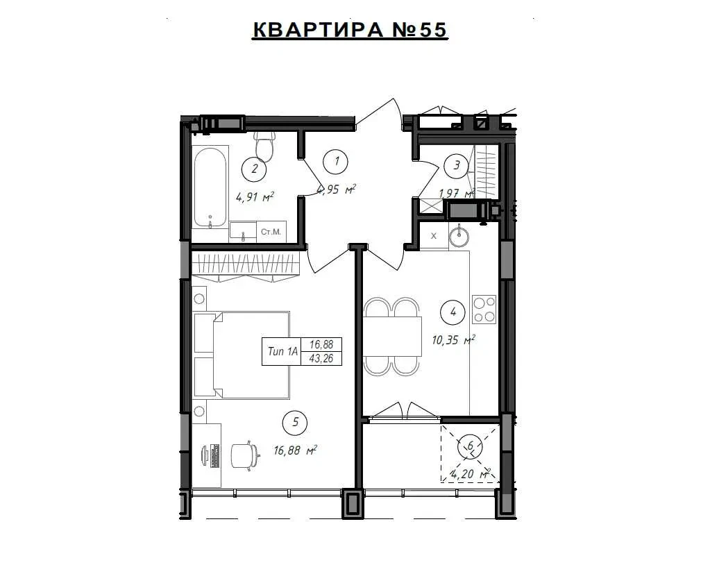 1-кімнатна квартира у ЖК For Life: розстрочка, підземний паркінг - фото 2