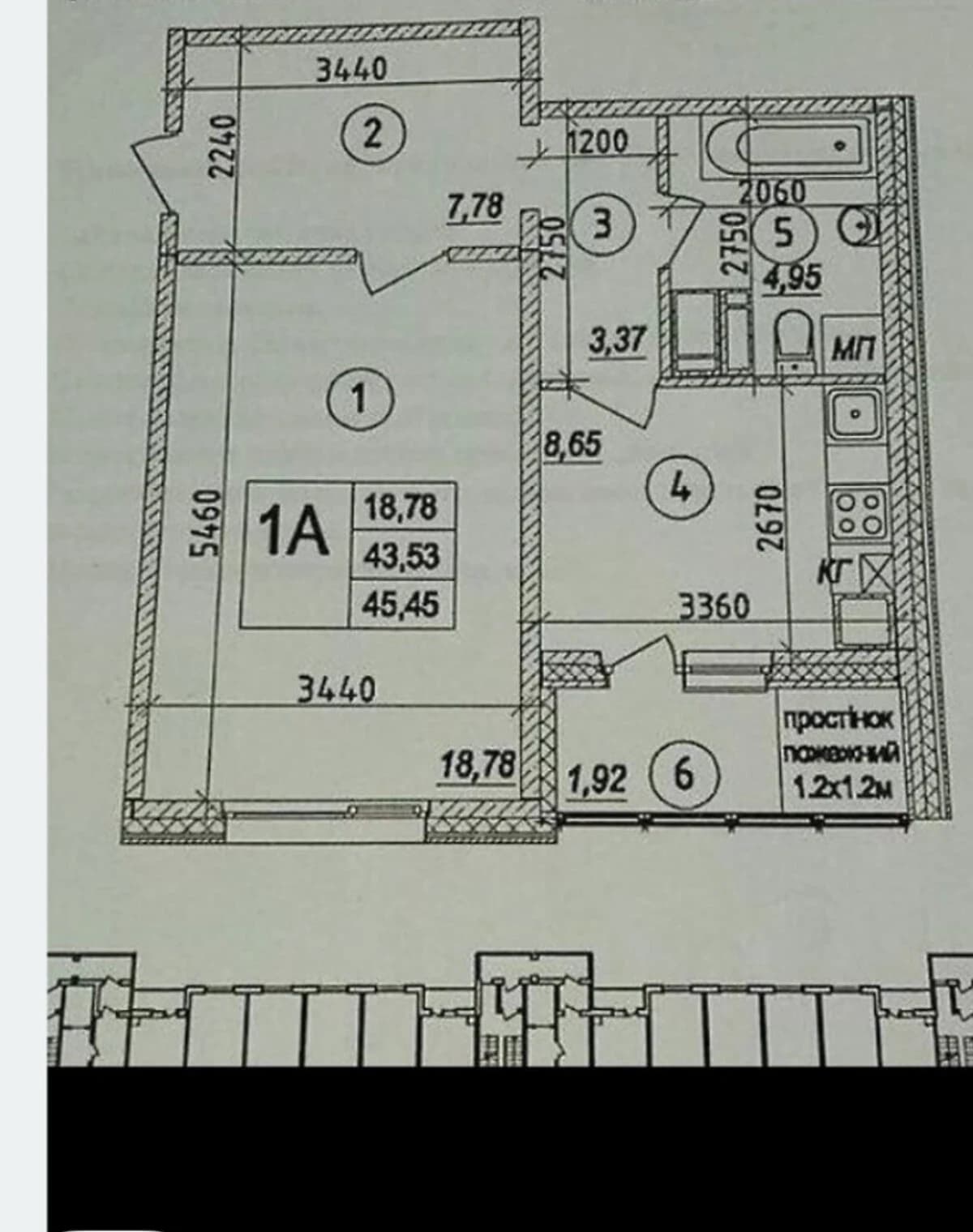 1-кімнатна квартира, Боженка: укриття, газове опалення - фото 2