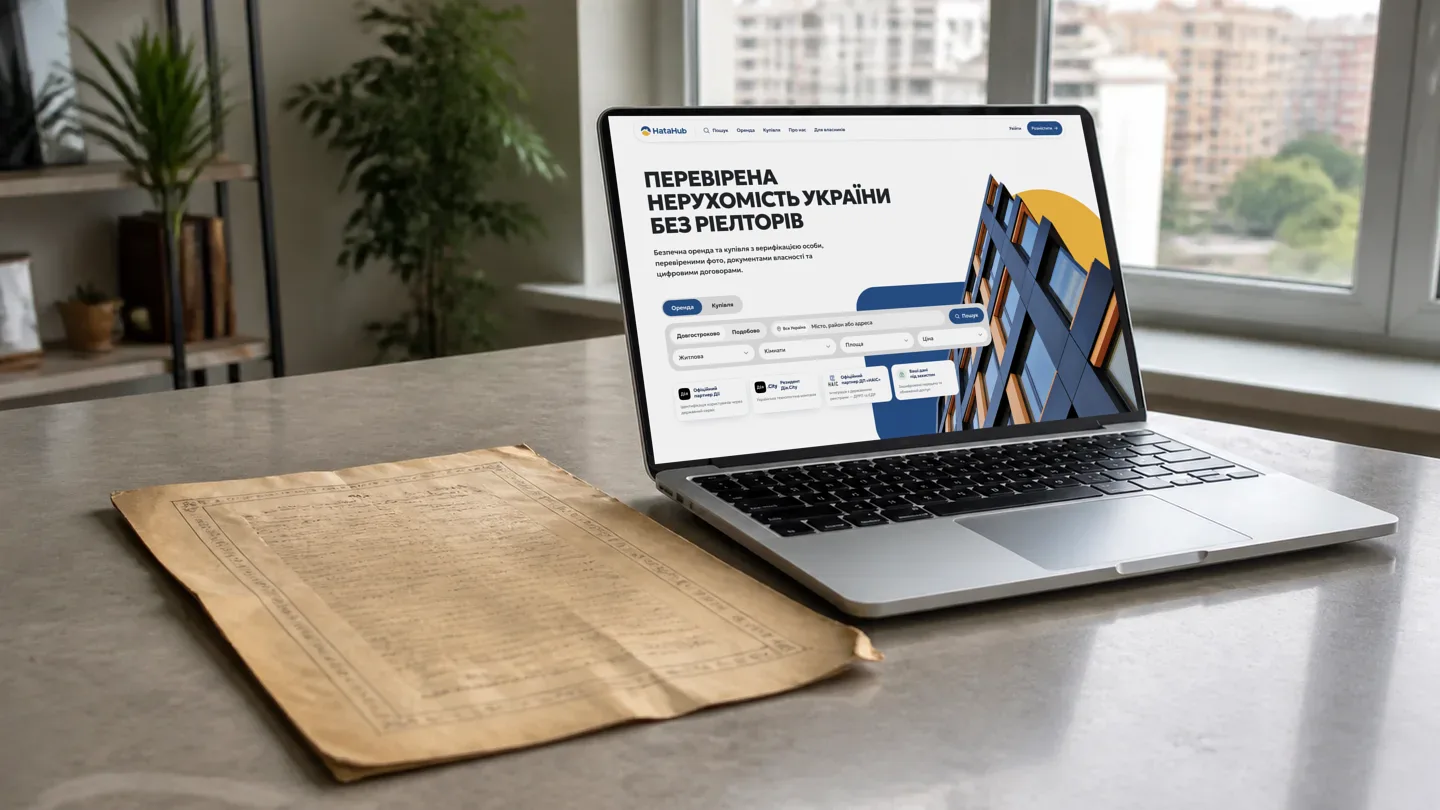 Старе пожовкле свідоцтво поруч із сучасним ноутбуком